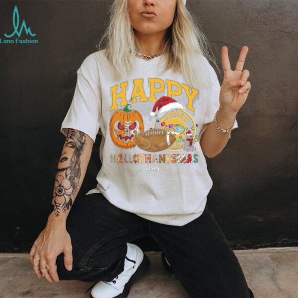 Custom Missouri Tigers HalloThanksMas Shirt, Cute Holiday Tee with Pumpkin Santa Hat Football, NCAA Gift for Halloween Thanksgiving Christmas