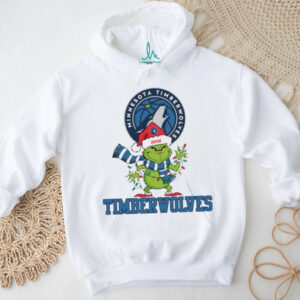 Custom Timberwolves Grinch Christmas Shirt, Funny Holiday Tee with Santa Hat Lights Scarf, NBA Basketball Fan Gift