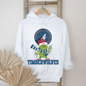 Custom Timberwolves Grinch Christmas Shirt, Funny Holiday Tee with Santa Hat Lights Scarf, NBA Basketball Fan Gift