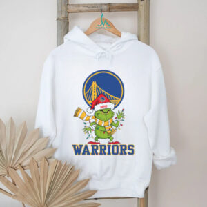 Custom Warriors Christmas Tee, Grinch Holiday Shirt with Santa Hat Lights Scarf, Funny NBA Basketball Fan Gift