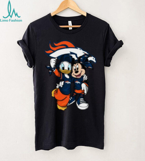 Disney Players Mickey Donald Duck Goofy Denver Broncos Logo Shirt