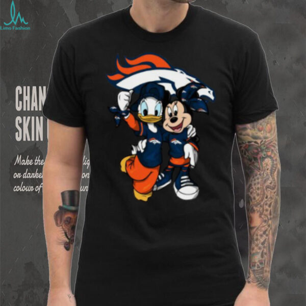 Disney Players Mickey Donald Duck Goofy Denver Broncos Logo Shirt