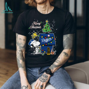Dodgers Shop Merry Christmas With Snoopy Baby Los Angeles Dodgers T Shirt