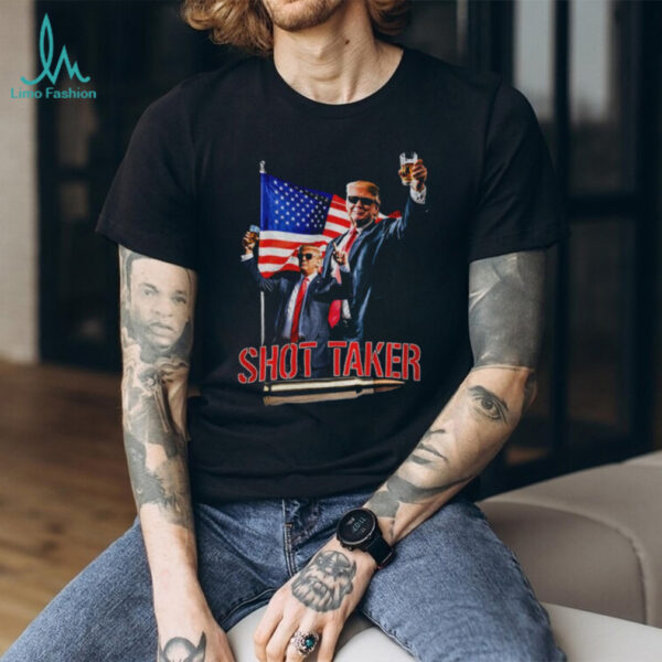 Donald Trump Shot Taker American flag political shirt
