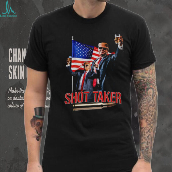 Donald Trump Shot Taker American flag political shirt