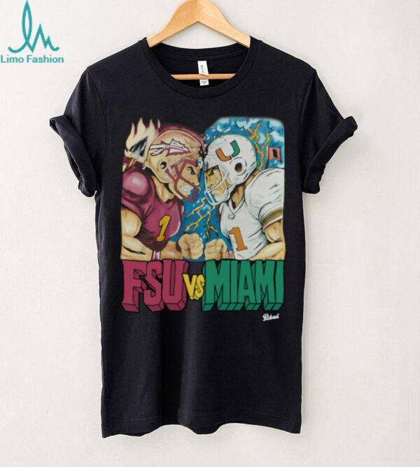 Florida State Seminoles vs Miami Hurricanes Cartoon Rivalry Game T Shirt
