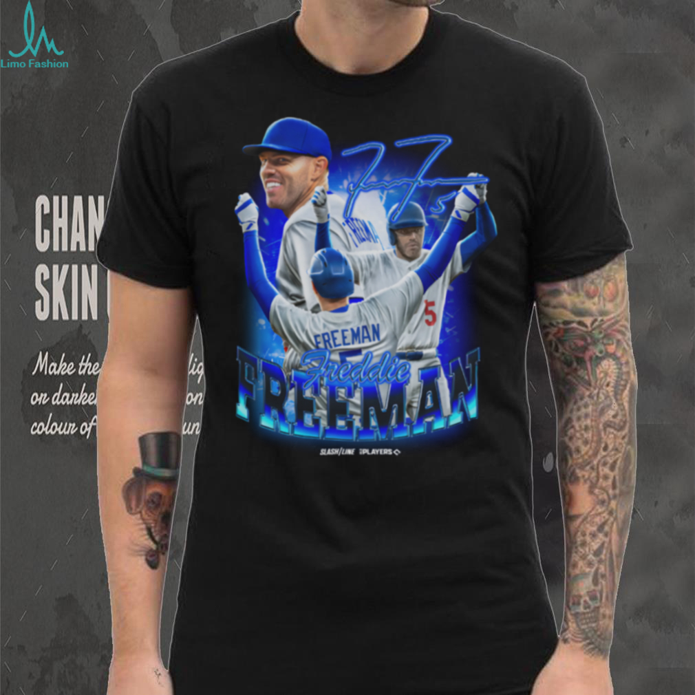 Freddie Freeman Los Angeles Dodgers Slash Line Signature T Shirt Freddie Freeman Los Angeles Dodgers Slash Line Signature T Shirt
