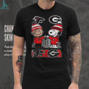 Georgia Bulldogs and Falcons Shirt Snoopy & Charlie Brown Skyline Graphic Tee