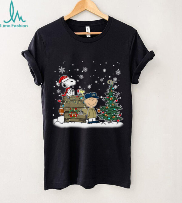 Georgia Tech Yellow Jackets Snoopy Charlie Brown Christmas Holiday T Shirt