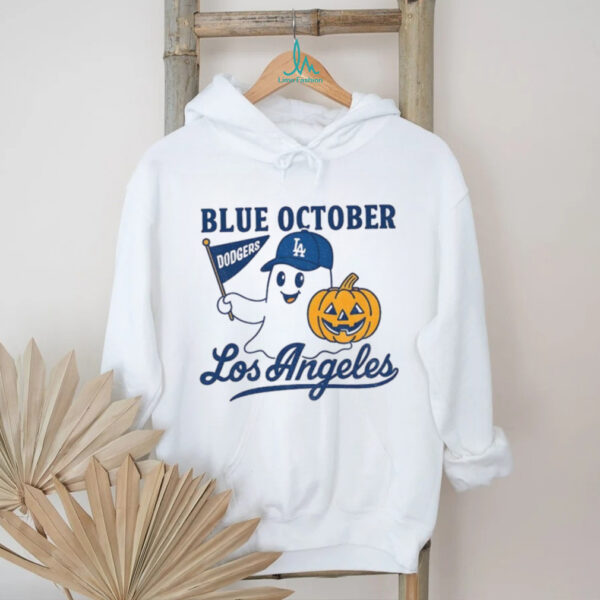 Ghost Los Angeles Dodgers Baseball Blue October Pumpkin MLB Halloween shirt