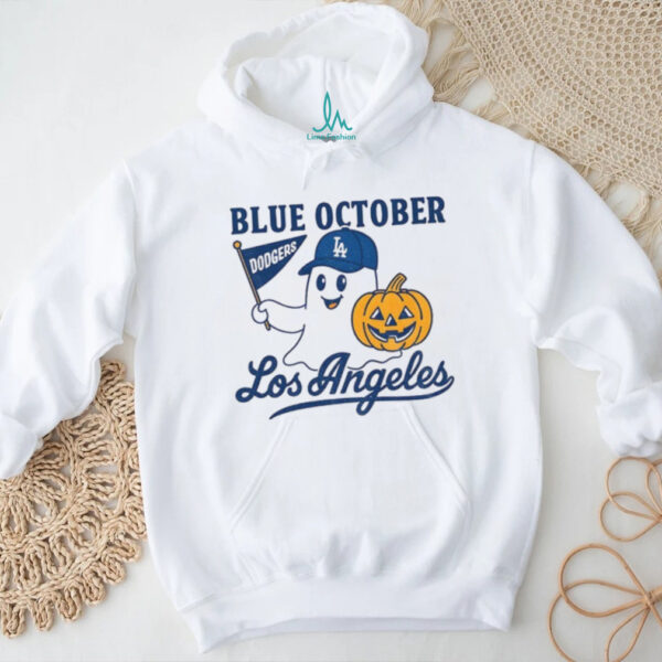 Ghost Los Angeles Dodgers Baseball Blue October Pumpkin MLB Halloween shirt