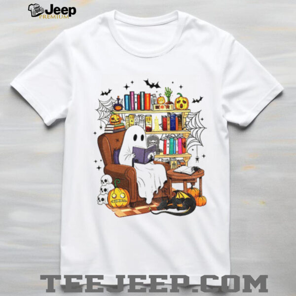 Ghost reading book spooky season Halloween shirt