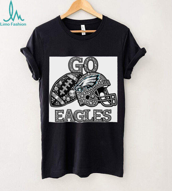 Go Eagles Bling Football Helmet & Ball T Shirt