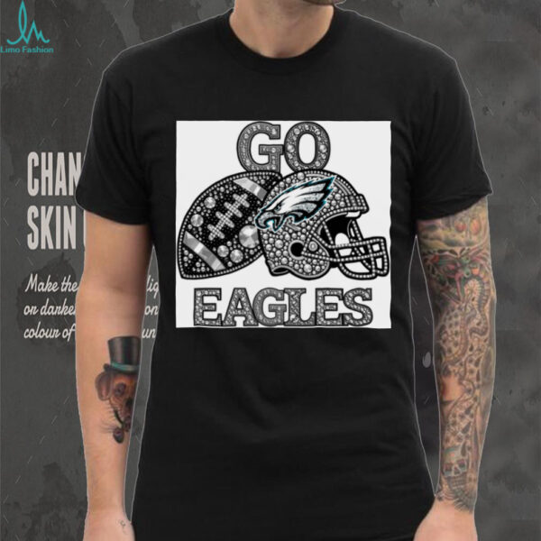 Go Eagles Bling Football Helmet & Ball T Shirt