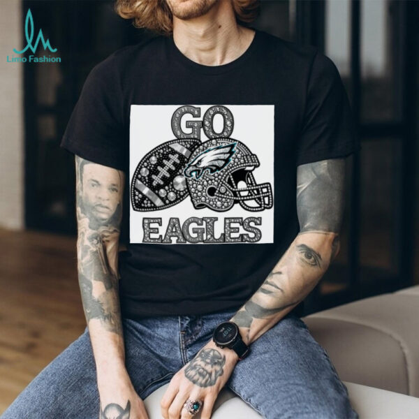 Go Eagles Bling Football Helmet & Ball T Shirt