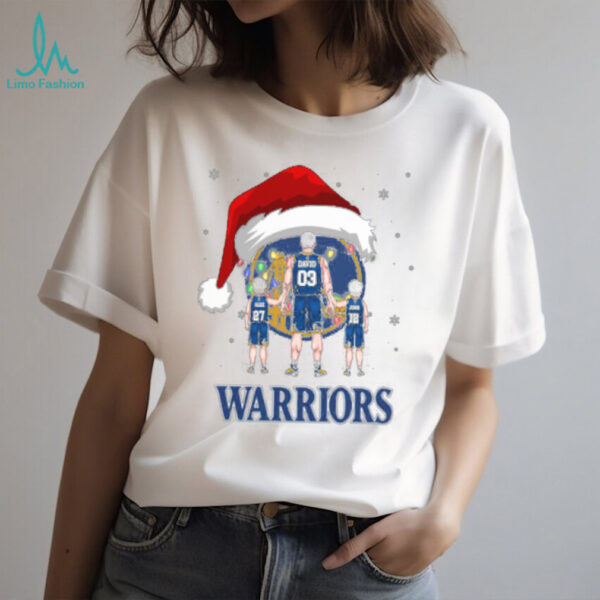 Golden State Warriors Christmas Family T Shirt – Custom NBA Fan Tee – Personalized Holiday Outfit & Dad Gift with Name & Number