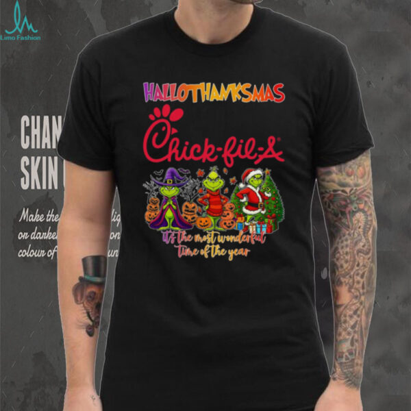 Grinch And Jack Skellington Fist Bump Friends Autozone Halloween Logo Shirt