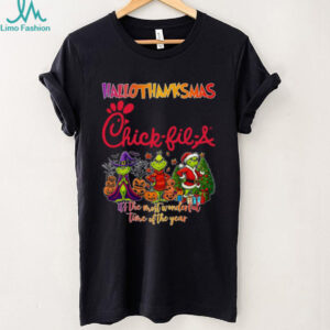 Grinch And Jack Skellington Fist Bump Friends Autozone Halloween Logo Shirt