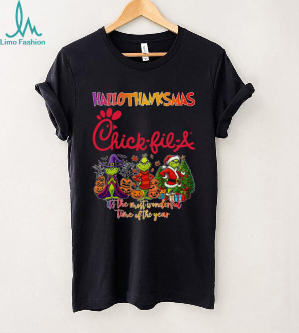 Grinch And Jack Skellington Fist Bump Friends Autozone Halloween Logo Shirt
