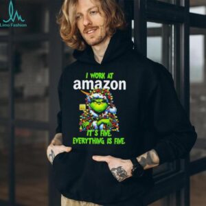Grinch Christmas Tree x Amazon I work at it’s fine everything is fine shirt
