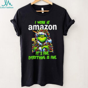 Grinch Christmas Tree x Amazon I work at it’s fine everything is fine shirt
