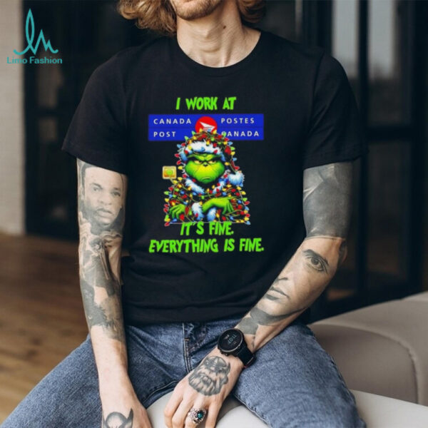 Grinch Christmas Tree x Canada Post I work at it’s fine everything is fine shirt