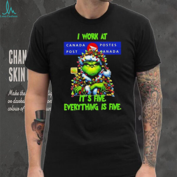 Grinch Christmas Tree x Canada Post I work at it’s fine everything is fine shirt