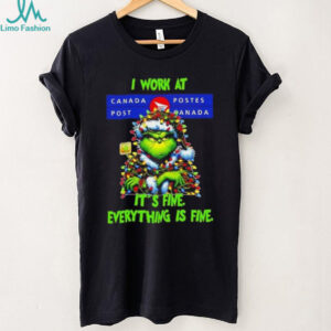 Grinch Christmas Tree x Canada Post I work at it’s fine everything is fine shirt