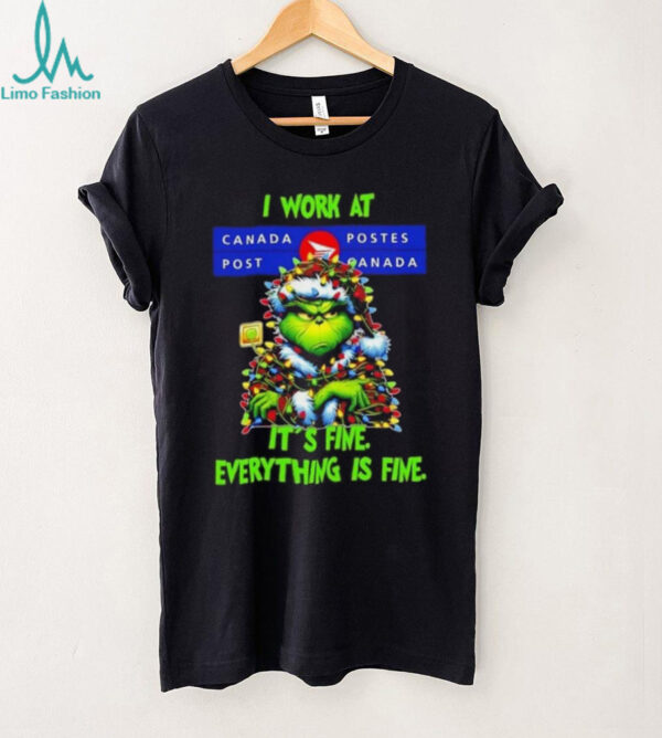 Grinch Christmas Tree x Canada Post I work at it’s fine everything is fine shirt