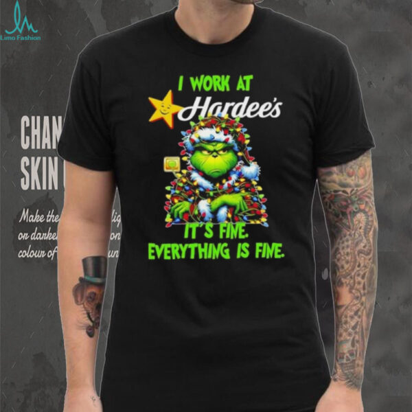 Grinch Christmas Tree x Hardee’s I work at it’s fine everything is fine shirt