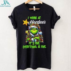 Grinch Christmas Tree x Hardee’s I work at it’s fine everything is fine shirt