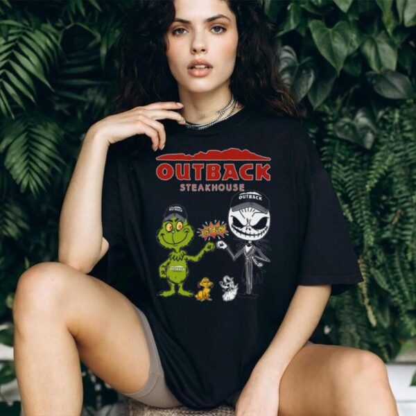 Grinch Jack Skellington Fist Bump Outback Steakhouse T Shirt