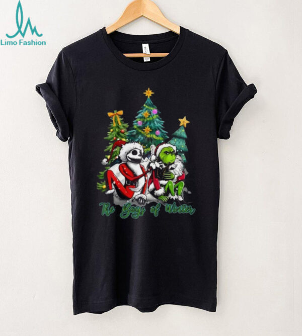Grinch Jack Skellington Santa Skeleton Funny Christmas Winter T Shirt