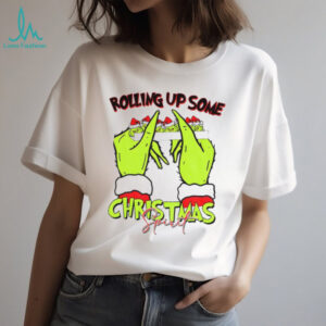 Grinch Santa hat rolling up some christmas spirit Merry Christmas 2025 shirt