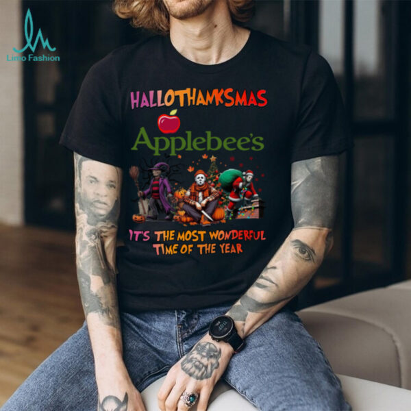 Hallothanksmas Horror Movies Shirt Applebee’s Holiday Halloween Christmas Tee