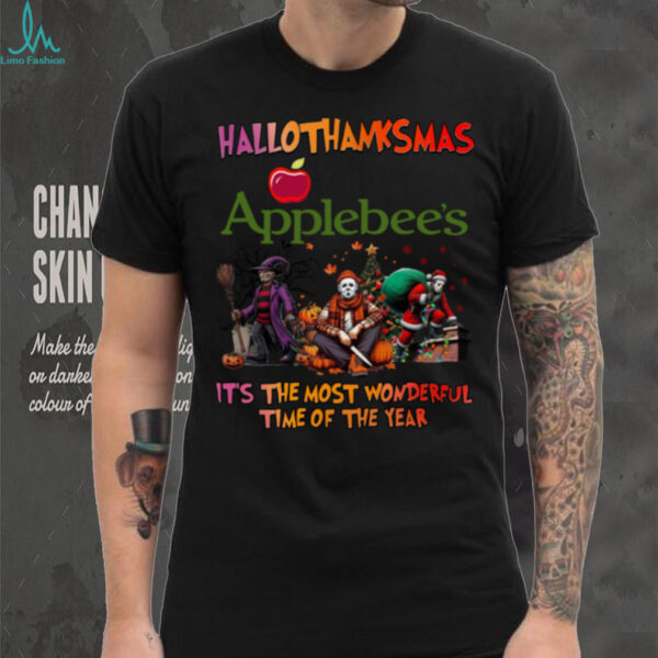 Hallothanksmas Horror Movies Shirt Applebee’s Holiday Halloween Christmas Tee