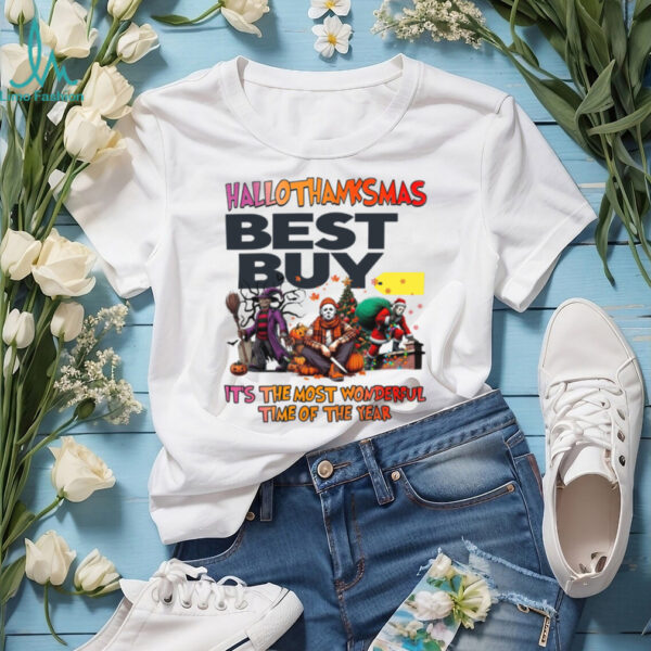 Hallothanksmas Horror Movies Shirt Best Buy Holiday Halloween Christmas Tee