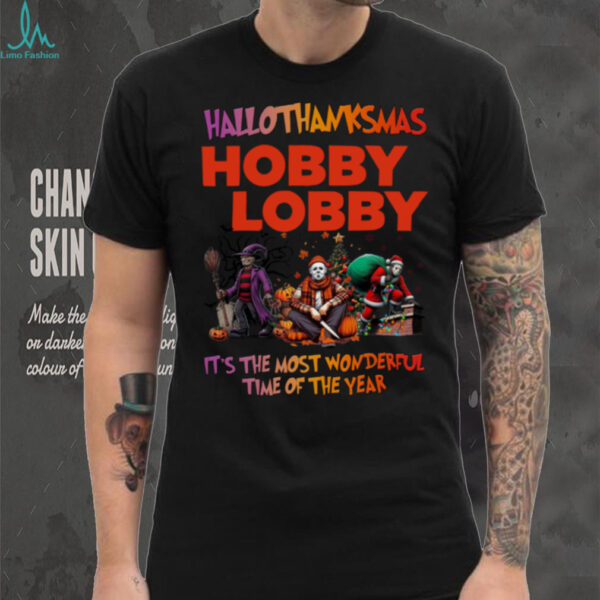 Hallothanksmas Horror Movies Shirt Hobby Lobby Holiday Halloween Christmas Tee