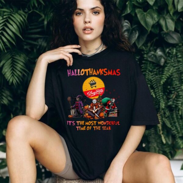 Hallothanksmas Horror Movies Shirt Shop Rite Holiday Halloween Christmas Tee