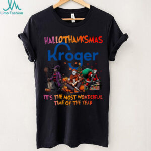 Halloween Thanksgiving Christmas Shirt Horror Movies X Kroger Hallothanksmas Tee