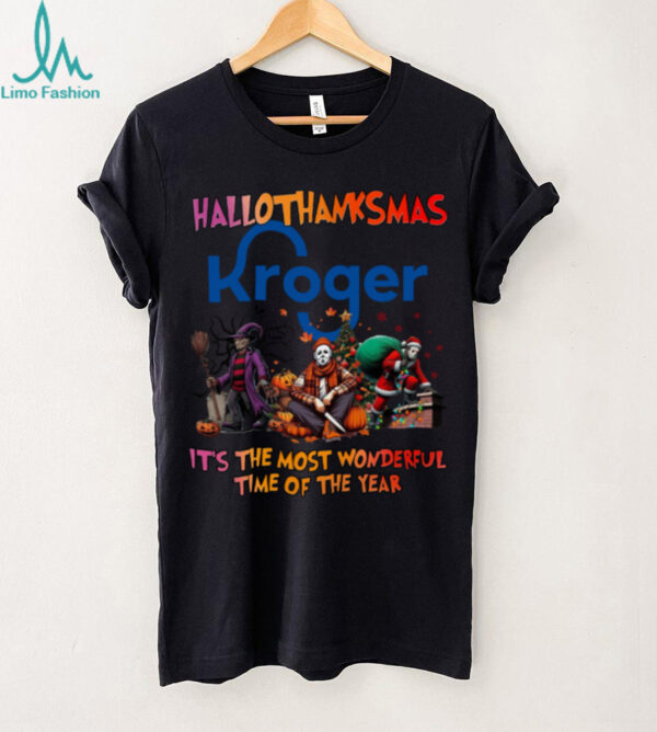 Halloween Thanksgiving Christmas Shirt Horror Movies X Kroger Hallothanksmas Tee