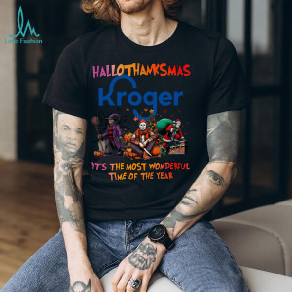 Halloween Thanksgiving Christmas Shirt Horror Movies X Kroger Hallothanksmas Tee