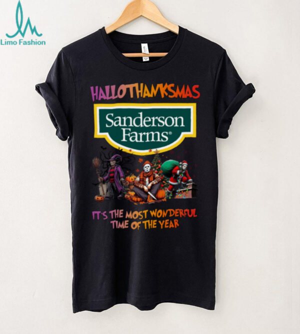 Halloween Thanksgiving Christmas Shirt Horror Movies X Sanderson Farms Hallothanksmas Tee