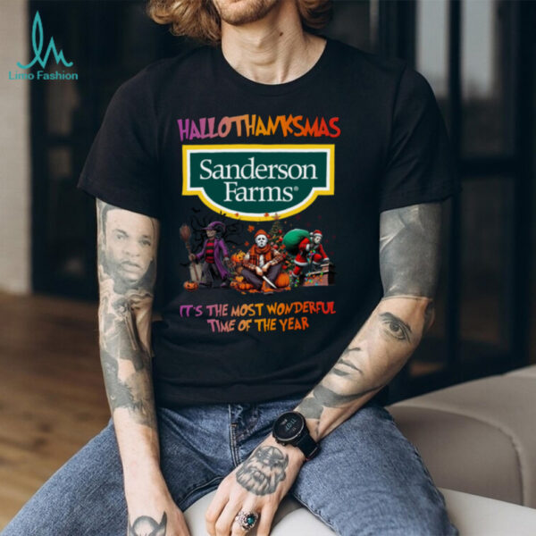 Halloween Thanksgiving Christmas Shirt Horror Movies X Sanderson Farms Hallothanksmas Tee