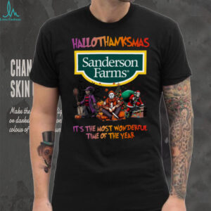 Halloween Thanksgiving Christmas Shirt Horror Movies X Sanderson Farms Hallothanksmas Tee