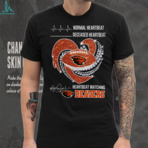Heartbeat Watching Oregon State Beavers Diamond Heart TShirt
