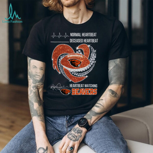 Heartbeat Watching Oregon State Beavers Diamond Heart TShirt