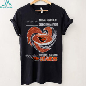 Heartbeat Watching Oregon State Beavers Diamond Heart TShirt