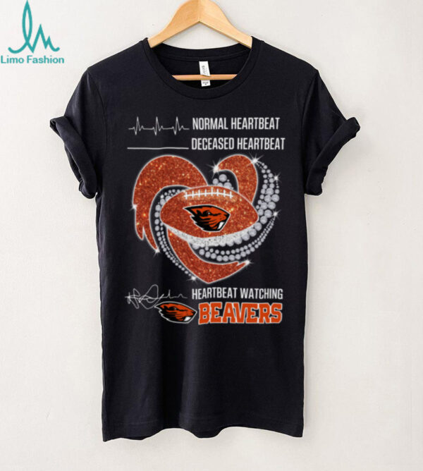 Heartbeat Watching Oregon State Beavers Diamond Heart TShirt