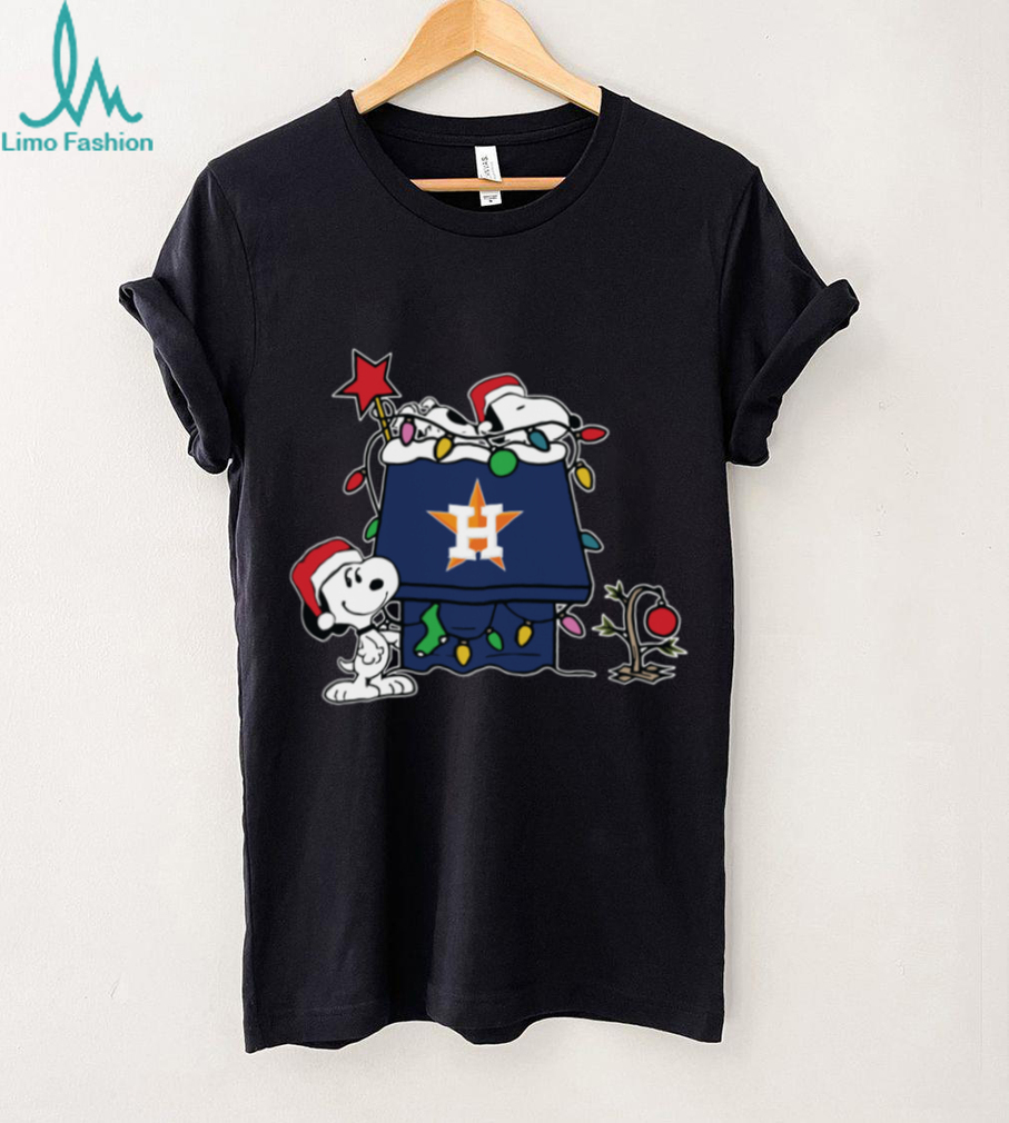 Houston Astros Christmas Snoopy Doghouse T Shirt
